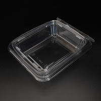 Contenant rectangulaire jetable en plastique transparent avec couvercle à clapet, inviolable, pour aliments, gelées, salades, noix, bonbons