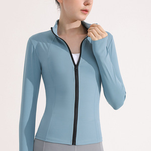 Ropa deportiva Abrigo informal Chaqueta deportiva Cremallera Entrenamiento Correr Yoga Abrigo Slim Fit Manga larga Chaqueta de pista de yoga con agujeros para los pulgares - Product Image 4