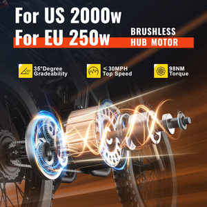 Vélo électrique tout-terrain pour adultes EU Ridingtimes GT73 avec moteur central de 2000W pour batterie au lithium EU 250W - Product Image 6
