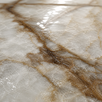 Dalle de pierre frittée Sharolane 3 mm, effet marbre brillant de luxe, pour encadrement de cheminée, mur TV, villa, hôtel, décoration commerciale