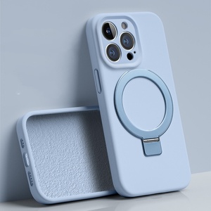 2024 New <b>Liquid</b> <b>Silicone</b> Phone Case for iPhone 16 Pro Max Wireless Magnetic Stand Phone Case - Product Image 1