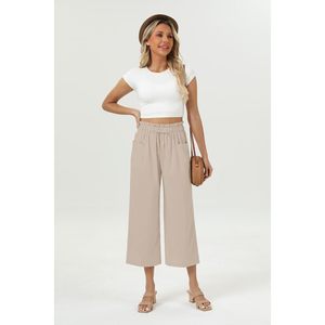 กางเกงขาบานผ้าลินินเอวสูงสำหรับผู้หญิง, กางเกงลำลองขายาวมีกระเป๋าดีไซน์ระบายอากาศได้ดีมี2025 - Product Image 1