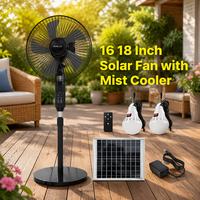 Ventilateur Solaire Rechargeable 16-18 Pouces pour Camping, Double Sortie USB, Brumisation Rafraîchissante, Extension d'Ampoule Externe, Hauteur Réglable