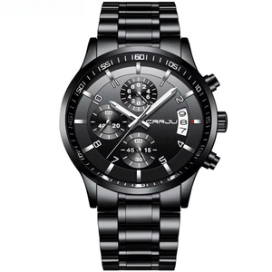 นาฬิกาสปอร์ตโครโนกราฟสำหรับนักธุรกิจ ตัวเรือนสแตนเลส ขอบหน้าปัดแบบ Tachymeter เรืองแสง กันน้ำ นาฬิกาควอตซ์แบบลำลอง พร้อมปฏิทิน - Product Image 5