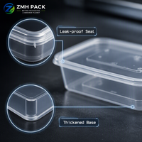 Lebensmittelechte PP Quadratische 500ml Mikrowellen- und Gefrierschrank-Geeignete Spülmaschinenfeste Meal-Prep-Box für Sushi/Nudeln/Mittagessen/Pizza/Gelee Einwegbehälter