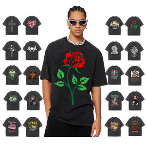 Maglietta da uomo nera da basket Oversize con stampa Vintage a manica corta con lavaggio acido commemorativa su maglietta bianca per uomo - Product Image 2