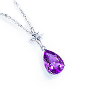 Collier pendentif en argent sterling 925 avec améthyste pour femme, forme goutte d'eau, luxe, à porter au quotidien