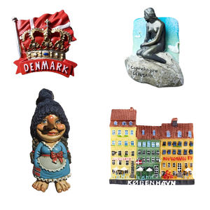 ODM Dinamarca Sirena Estatua Punto de referencia Turismo Imán de nevera Bergen Copenhague Arco Iris Casa Suecia Moose Troll Imán de nevera - Product Image 3