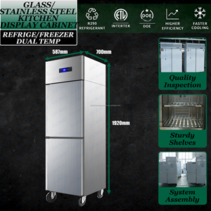 Réfrigérateur vertical à double température à 2 portes, congélateur pour légumes/fruits/viande, refroidisseur pour cuisines professionnelles - Product Image 3