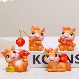 Happy Little Horse Figurine Multi Piece <b>Set</b> Chinese New Year Decoration Home Office <b>Desk</b> Ornament Traditional Design Resin - Product Image 2