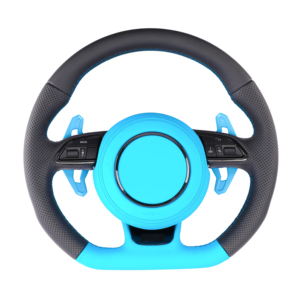 Volant sport RS en cuir semi-perforé, compatible avec Audi A8 A1 <span class=keywords><strong>R</strong></span> RS7 <span class=keywords><strong>RS6</strong></span> C6 C7 S7 S4 A4 B8 RS3 A3 Q7 Q5 Q3 Q7 (2018) - Product Image 3