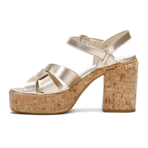 Verano de oro abierto del dedo del pie de corcho tacón hebilla de correa de tobillo damas sandalias de <span class=keywords><strong>plataforma</strong></span> - Product Image 3