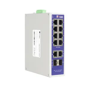 Gigabit 10 port endüstriyel Ethernet poe anahtarı ve 2 fiber optik SFP Din-ray