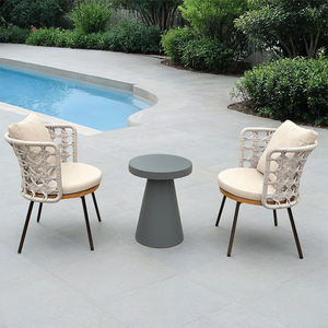 أثاث فناء الحديقة الخارجي بتصميم عصري ، أثاث الفندق ، كرسي وطاولة من خشب الساج وخشب الروطان مع وسادة - Product Image 2