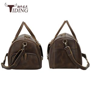 Sac de voyage en cuir véritable Tiding, grande capacité 20-35L, sac de sport, sac de loisirs pour homme - Product Image 5
