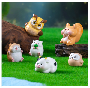 In miniatura 3D animale cartone animato modello di foresta fata decorazione in resina artigianale casa di cervi scoiattolo mucca criceto gufo figurine - Product Image 5
