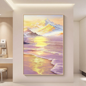 Sunrise Seascape Oil Painting Framed 3D Effect Wall <b>Art</b> For Living Room Entryway Decor - Product Image 2