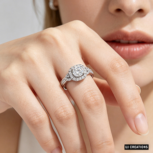 Bague de mariage personnalisée en or massif 10K 14K 18K avec diamant rond de laboratoire d'un carat certifié IGI, qualité VS, taille brillant, pour soirée - Product Image 5