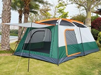 Tente de camping familiale quatre saisons, double couche, imperméable, en polyester écologique, coupe-vent, pour 6 à 8 personnes, deux chambres