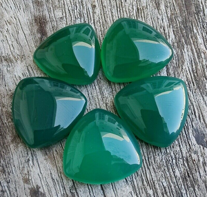Ónix Verde Natural en Forma de Trillón, Cabujón Plano para Joyería, Anillos, Pulseras, Piedra de Nacimiento de Mayo para Hombres y Mujeres - Product Image 5
