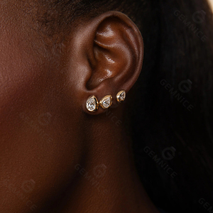 Bague en argent sterling 925 plaqué or avec diamant CZ en forme de poire Gemnel Venus Pear Pinky Ring, ensemble de bijoux. - Product Image 2