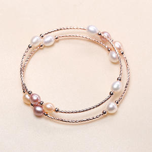 Bracelets et joncs ovales élégants en perles, faits à la main, double cercle, petits accessoires, vente en gros pour la mise en place de stands - Product Image 1