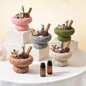 Coffrets cadeaux de décoration intérieure de luxe, pierres de cristal naturelles, diffuseurs d'huiles essentielles pour l'aromathérapie printemps-automne, pot en ciment et cristal - Product Image 1