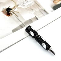 Nouveau stylo bille en plastique de 14,5 cm, décorations créatives de citrouille et de fantôme en strass découpés pour Halloween, encre multicolore