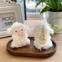 Llavero de Peluche de Cordero Blanco Personalizado, Colgante de Oveja Suave y Rizada con Bordado, Regalo Navideño para Niñas