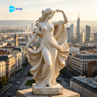 Statue de jardin carrée grande taille, moderne, personnalisée, en marbre blanc, sculpture artisanale de figure occidentale en pierre pour extérieur