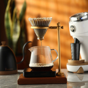 Support pour cafetière à filtre, base en bois réglable, support en alliage d'aluminium pour cafetière à filtre, style simple - Product Image 3