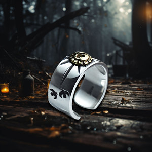 แหวนเงินแท้ 925 แบบเปิด ลายอินทรีบิน ทาคาฮาชิ โกโร่ ชุบทอง เหมาะสำหรับงานปาร์ตี้ ขายส่งจากโรงงาน เครื่องประดับบุรุษ สไตล์คู่รัก - Product Image 2