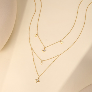 สร้อยคอเงินแท้ 925 รูปดาวสี่แฉกสวยงาม ดีไซน์สองชั้น ใช้ได้หลากหลายแบบ - Product Image 2