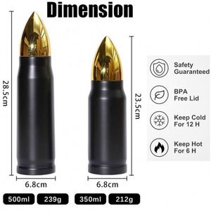 Custom logo Travel 350ml 500ml 1000ml Vacuum <b>Flask</b> Insulated Cup 304 Stainless Steel Bullet Tumbler Bullet Shape Water <b>Bottle</b> - Product Image 2