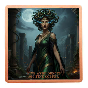 Lingote <span class=keywords><strong>de</strong></span> Cobre Puro ADVP <span class=keywords><strong>de</strong></span> 5 oz .999, Moneda <span class=keywords><strong>de</strong></span> Cobre Colorida con Diseño Sexy y Travieso, Alto Relieve, Estilo Mitología <span class=keywords><strong>de</strong></span> Medusa Bruja - Product Image 2