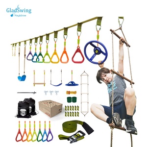 Ninja Obstacle Course Line Kit 40ft Slackline Outdoor Swing Obstacle Course line Sets Monkey Bar Ninja Slackline