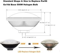 Remplacer Par 56 300W 500W Lumière Halogène Dimmable 36W Blanc Chaud 2700K 24 Degrés Par56 Led Ampoule