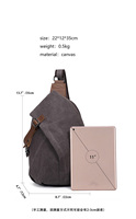 Sac de poitrine vintage en toile pour homme avec protection RFID, design imperméable et fermeture à glissière