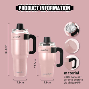 Кружки и чашки оптом 40 унций Двойная стенка из нержавеющей стали пивной стакан с ручкой пивные кружки с крышкой из соломы - Product Image 6