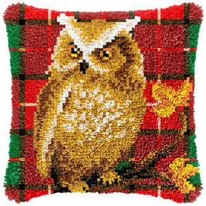 Suministro de fabricantes Alfombra de lana bordado pestillo gancho almohada kits dibujos animados almohada búho patrón felpa almohada sofá cojín - Product Image 5