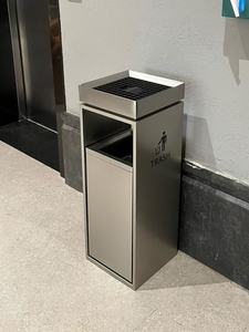 Poubelle à pédale en acier inoxydable avec <span class=keywords><strong>cendrier</strong></span> intégré, design minimaliste pour les couloirs d'hôtel, les espaces commerciaux, durable - Product Image 3