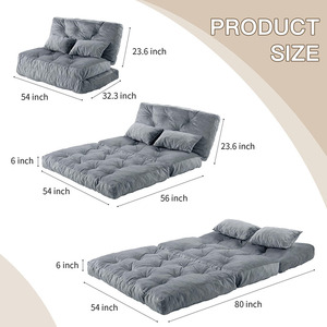 Colchón de suelo para adultos, extra grueso, sofá de suelo largo, sofá cama individual, puf natural, sofá plegable con almohadas - Product Image 2