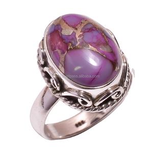 Bagues en argent Sterling 925 fines faites à la main violet cuivre Turquoise pierres précieuses bijoux indiens pour les mariages meilleure qualité de confiance - Product Image 1