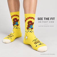 Chaussettes personnalisées OEM pour adultes, chaussettes d'automne en polyester/nylon/coton/bambou/laine, résistantes aux déchirures, sans couture, impression numérique 360° complète