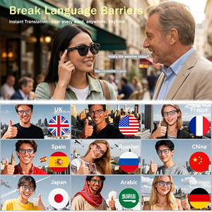 Gafas Inteligentes <span class=keywords><strong>de</strong></span> Traducción SENBONO M89 con Carga Tipo-C, Grabación <span class=keywords><strong>de</strong></span> Video HD, Asistente <span class=keywords><strong>de</strong></span> Voz y Auriculares Deportivos Inteligentes - Product Image 4