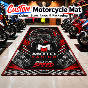 Tappetino Personalizzato per <span class=keywords><strong>Moto</strong></span> in Nylon Impermeabile con Base Antiscivolo in Gomma, <span class=keywords><strong>Tappeto</strong></span> per Parcheggio Motociclette - Product Image 1