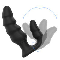 Masseur de prostate à télécommande en silicone souple S-hande IPX7 9 modes de vibration Perles anales vibrantes