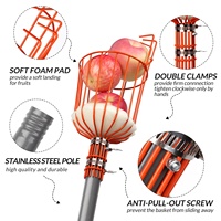 Panier télescopique à long manche en acier inoxydable de 8 pieds, outil de cueillette de pommes et d'orangers, outil de cueillette de fruits de 2.5m