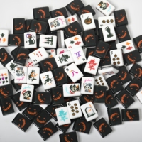 Jeu de Mahjong Américain en Acrylique Double Couche à Motif Citrouille d'Halloween, 32*22*12.5mm, 144 Tuiles, pour Fêtes et Loisirs