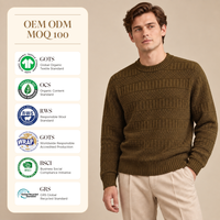 Pull d'hiver personnalisé pour homme, col rond, 100% coton, motif rayé complexe, style Old Money & Preppy